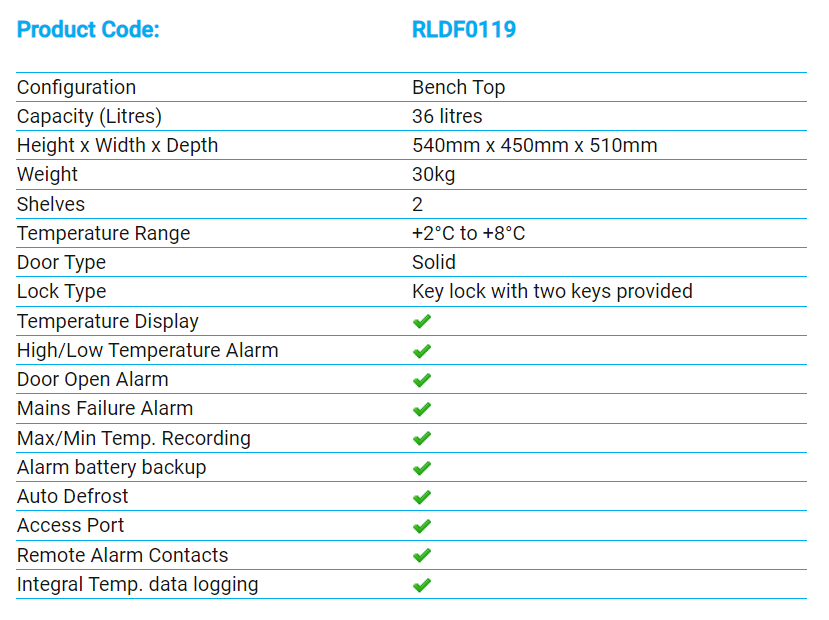 Labcold Bench Top Refrigerator RLDF0119