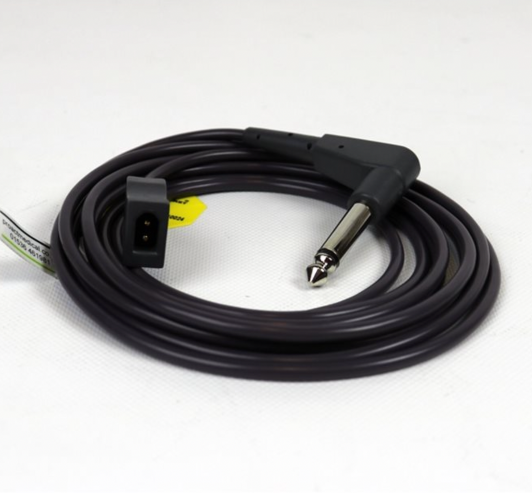 Interface Cable for Temperature Probes, 6.3mm Jack (Angled), 2.4m Cable