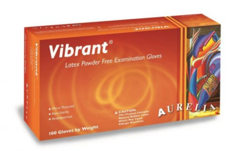 Aurelia Vibrant 100 Micro Textured Latex Examination Gloves 5.7g - Powder-Free (100)