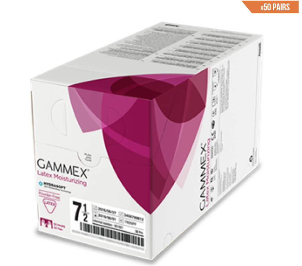 GAMMEX Latex Moisturizing Latex - Powder-Free Surgical Glove x 50 Pairs