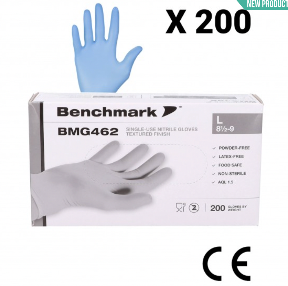 Blue Nitrile Disposable Gloves - Cat III Medical Grade - Box of 200