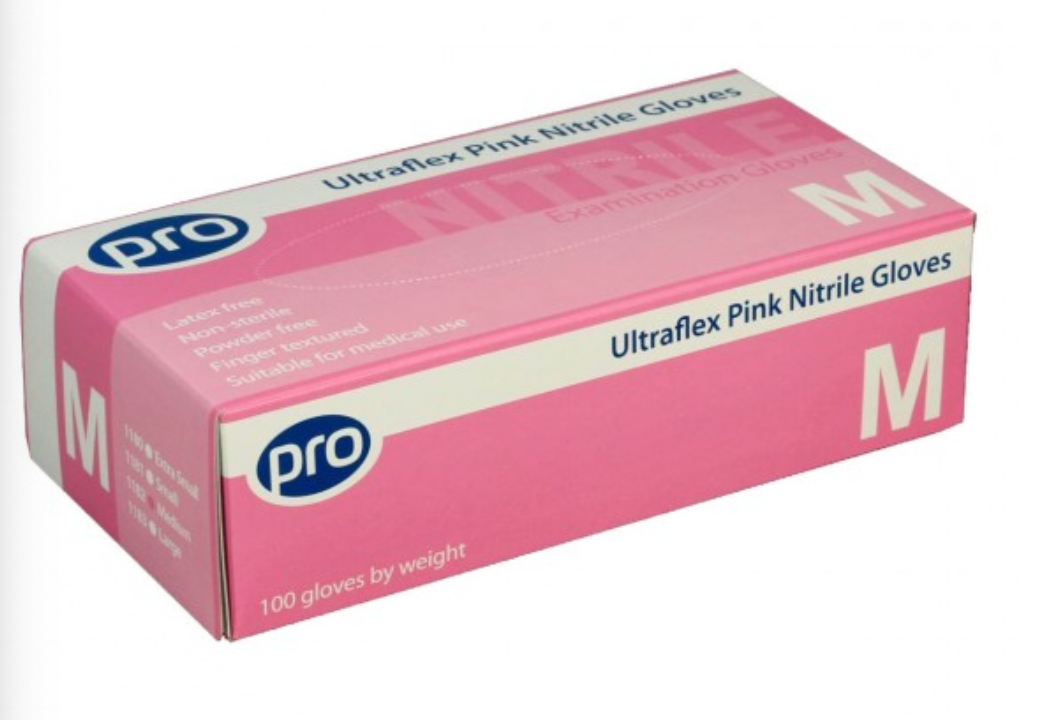 Ultraflex Pink Nitrile Glove Powder Free x 100