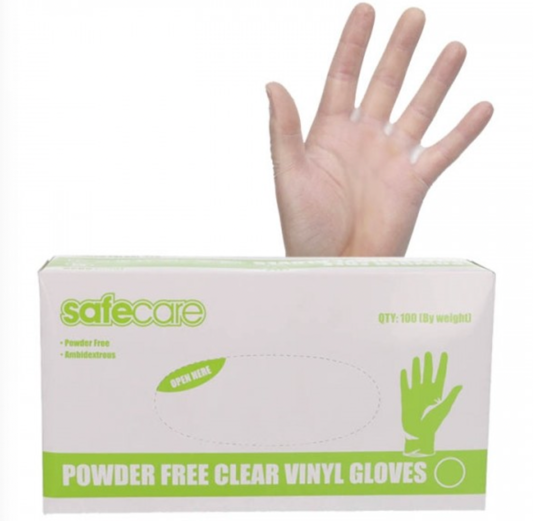 Disposable Clear Vinyl Gloves - Box of 100