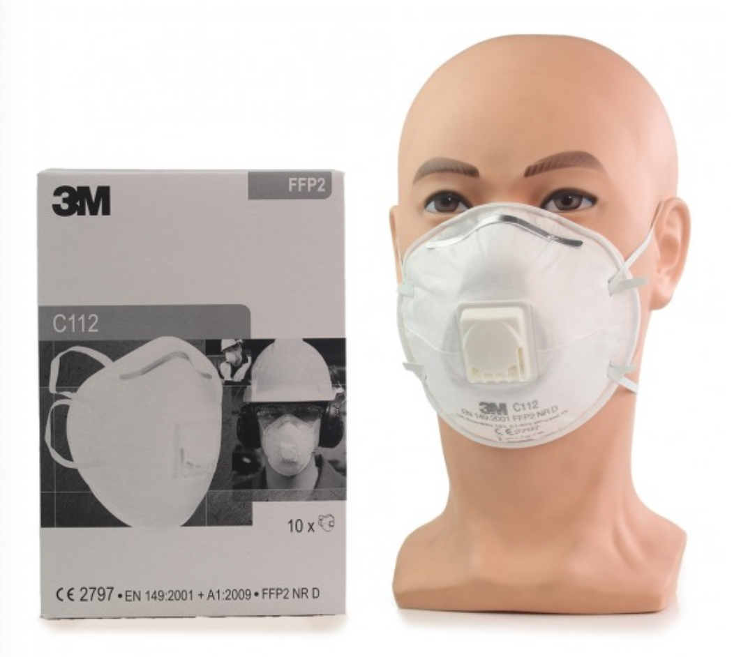 3M™ Disposable Respirator Face Mask FFP2 Valved - C112 - Box of 10