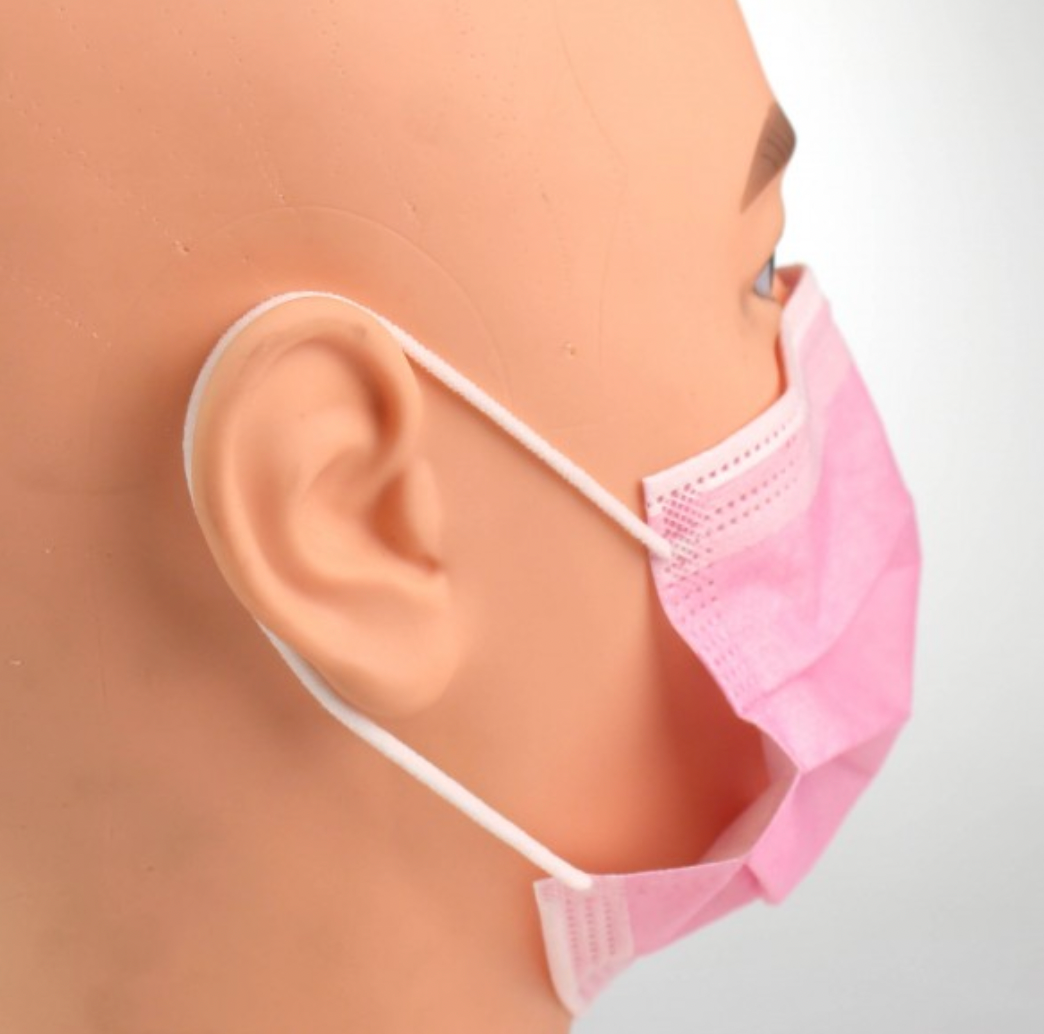 Face Masks - Type IIR with Ear Loops - Pink - Box of 50 - Breast Cancer Awareness [UK MADE]