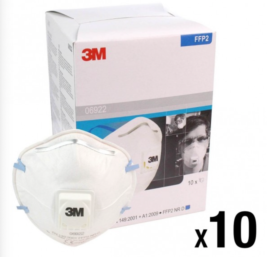 3M™ FFP2 Face Mask 06922 - Valved (Box of 10 Masks)