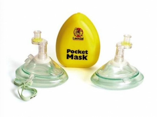 Laerdal Pocket Mask with Oxygen Inlet, Wipe and Gloves